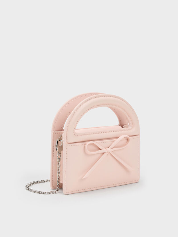 Reese Bow Top Handle Wristlet, Soft Pink, hi-res