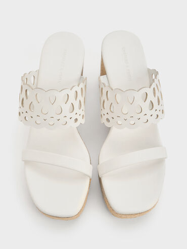 Cut-Out Espadrille Wedges, White, hi-res