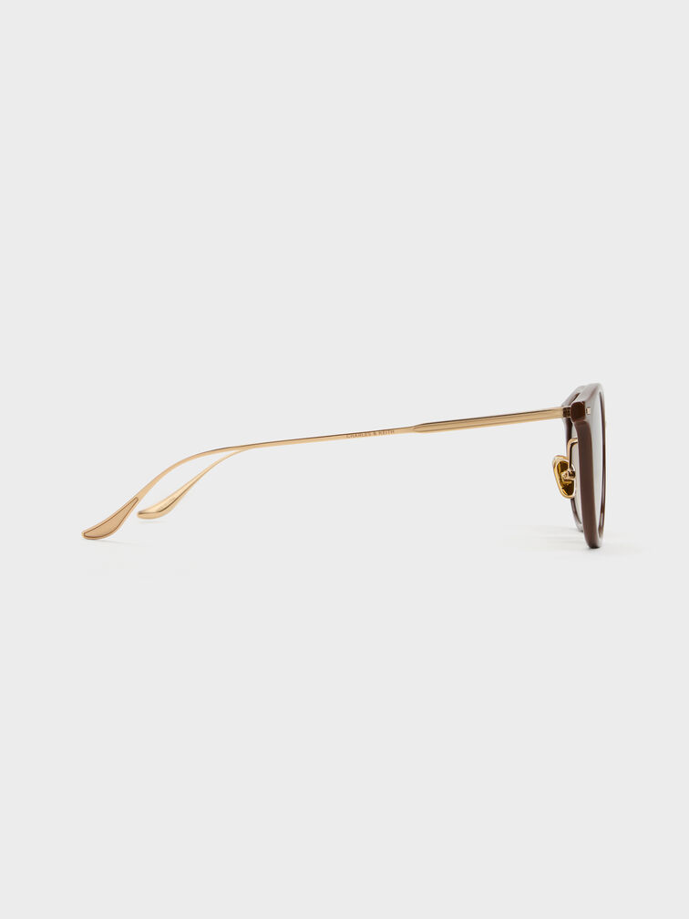 Minnow Metal-Rim Round Sunglasses, Pecan Brown, hi-res
