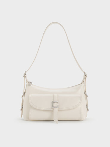 Bryna Belted Shoulder Bag, Cream, hi-res