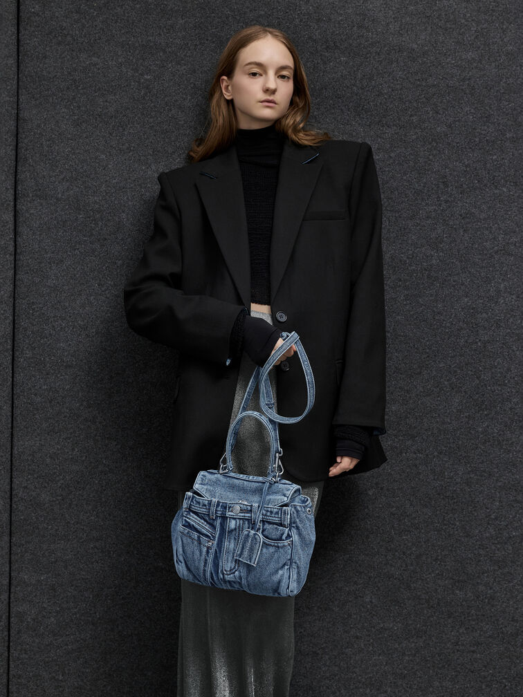 Arita Denim Jeans Top Handle Bag, Denim Blue, hi-res