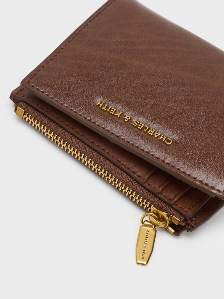Harmonee Top-Zip Small Wallet, Chocolate, hi-res
