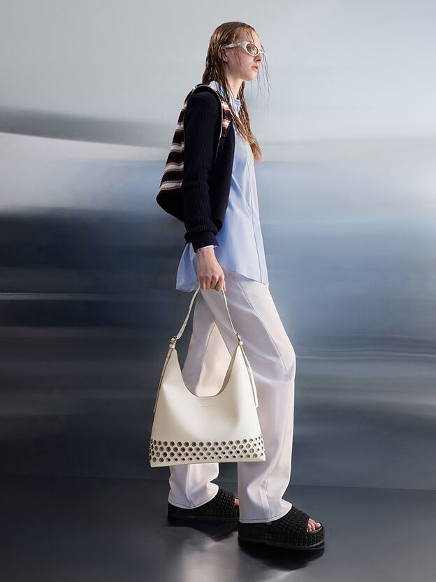 Liv Grommet Hobo Bag, Cream, hi-res