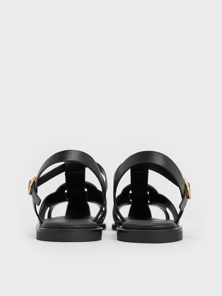 Easley T-Bar Caged Sandals, Black, hi-res