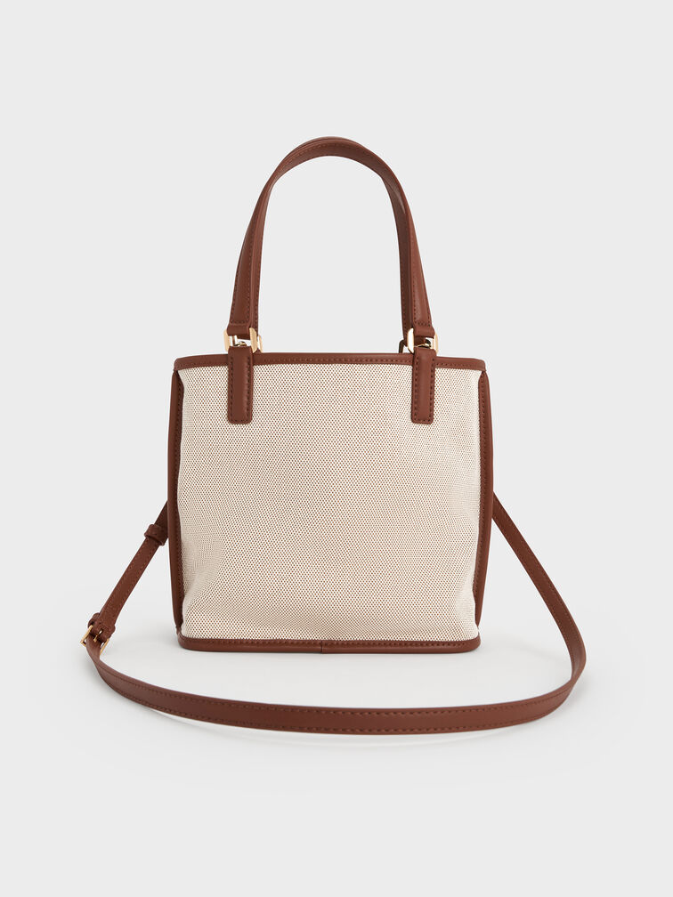 Addison Canvas Knotted-Rope Reversible Tote Bag, Taupe Canvas, hi-res