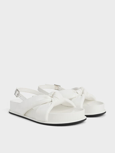 Rosetta Knotted Puffy Sandals, White, hi-res