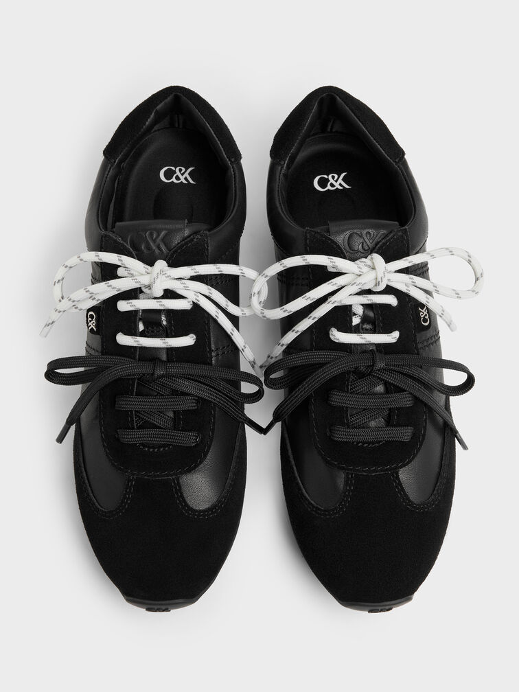 Jace Leather & Suede Sneakers, Black, hi-res