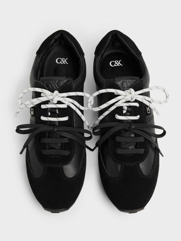 Jace Leather & Suede Sneakers, Black, hi-res