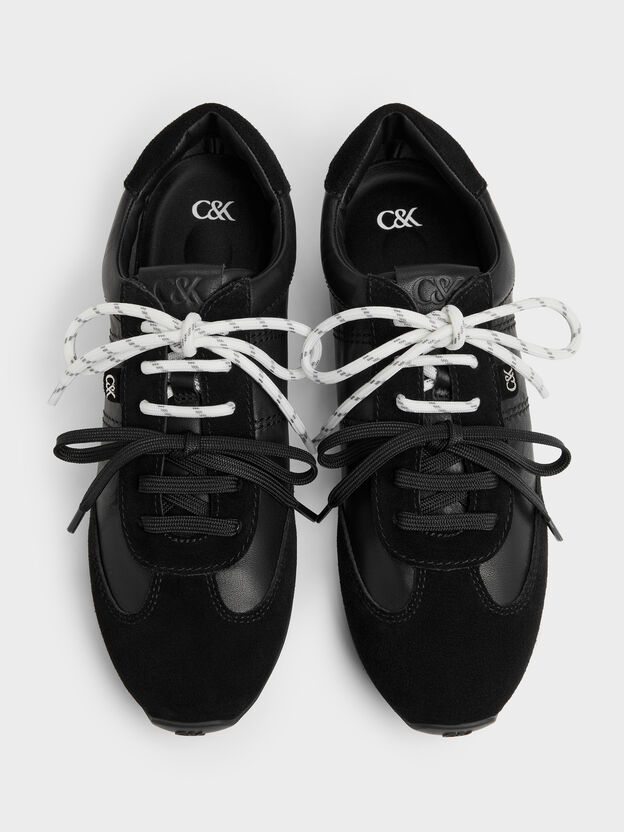 Jace Leather & Suede Sneakers, Black, hi-res
