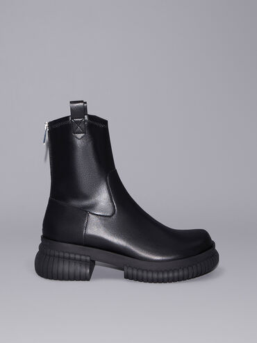 Elise Cowboy Platform Ankle Boots, Black, hi-res