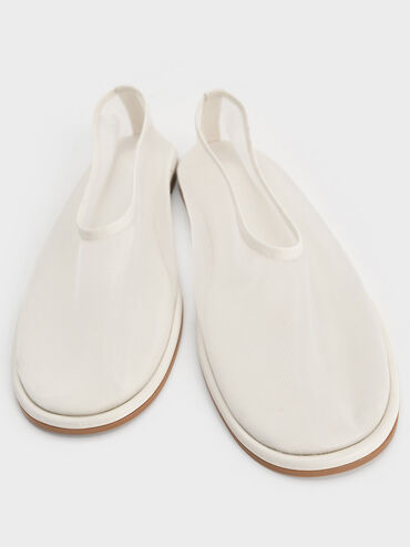 Mesh Ballet Flats, White, hi-res