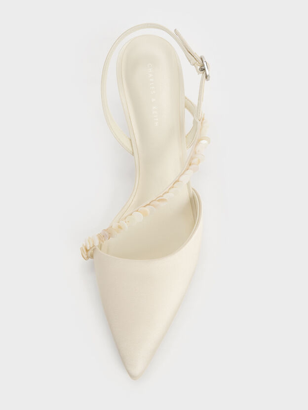 Briella Sequinned Slingback Pumps, Cream, hi-res