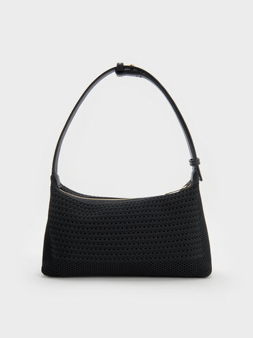 Ida Knitted Shoulder Bag, Black, hi-res