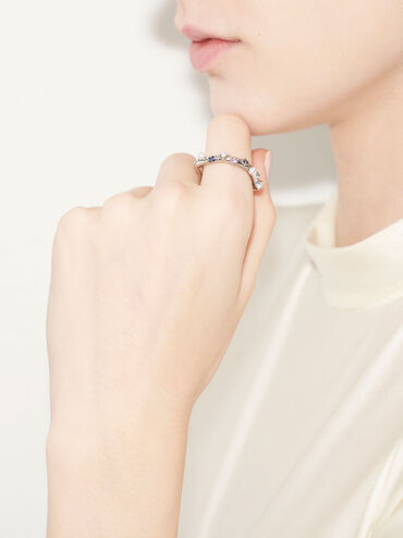 Pearl & Crystal-Embellished Ring, Lilac, hi-res