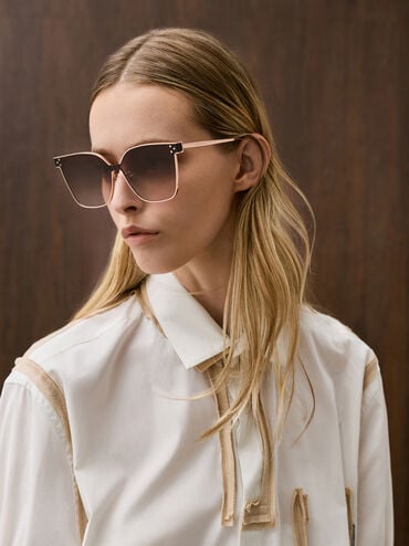 Ginny Butterfly Sunglasses, Rose Gold, hi-res