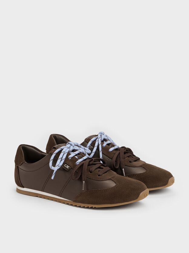 Jace Leather & Suede Sneakers, Dark Brown, hi-res