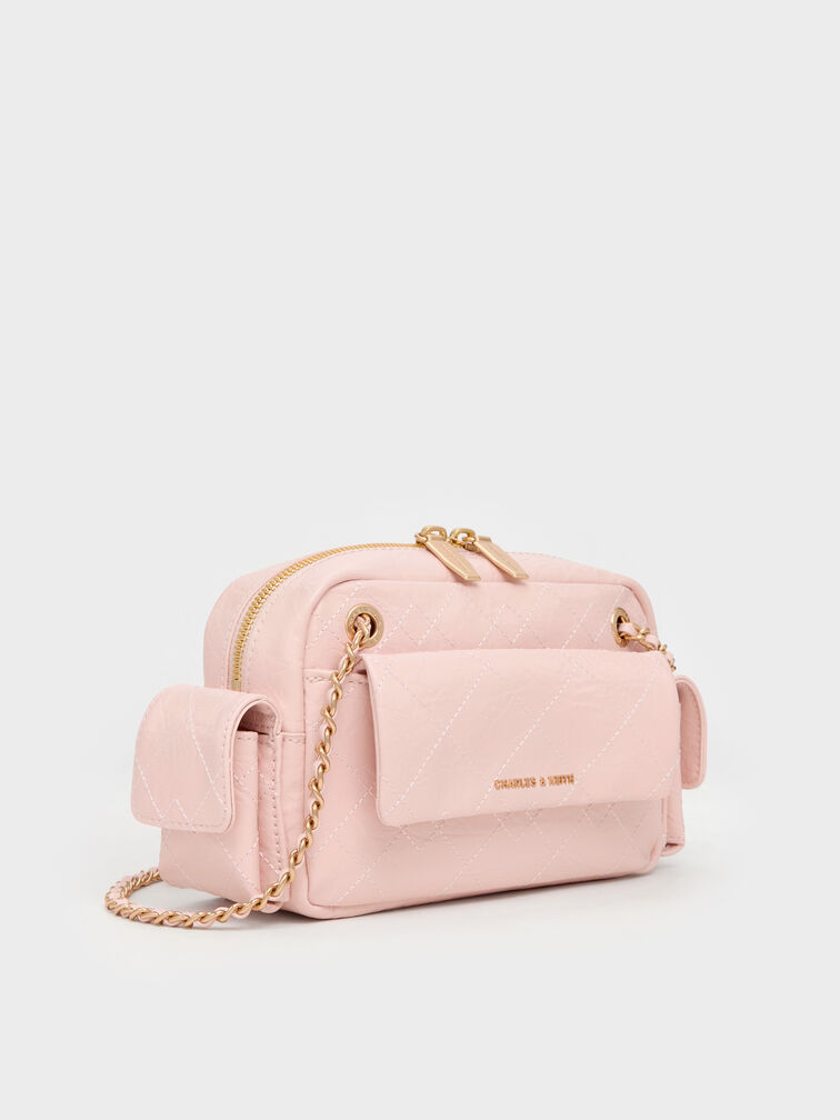 Duo Quilted Crossbody Bag, Soft Pink, hi-res