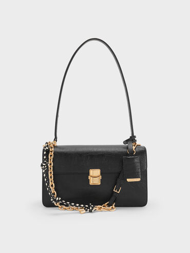 Acelynn Rope-Chain Shoulder Bag, Black, hi-res