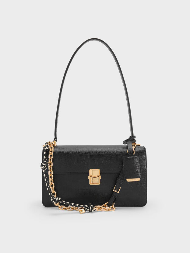 Acelynn Rope-Chain Shoulder Bag, Black, hi-res