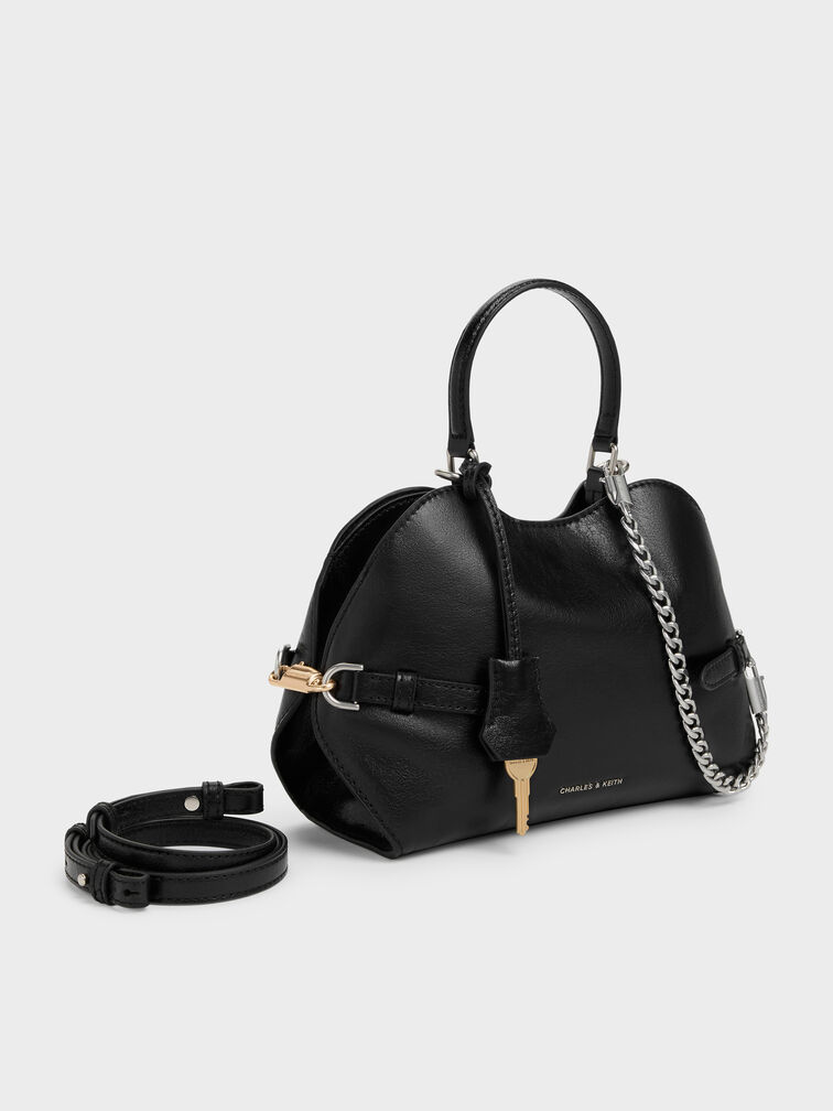 Delfina Chain Side-Belt Tote Bag, Noir, hi-res