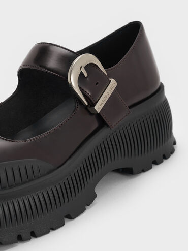 Darra Ridged-Sole Platform Mary Janes, Burgundy, hi-res
