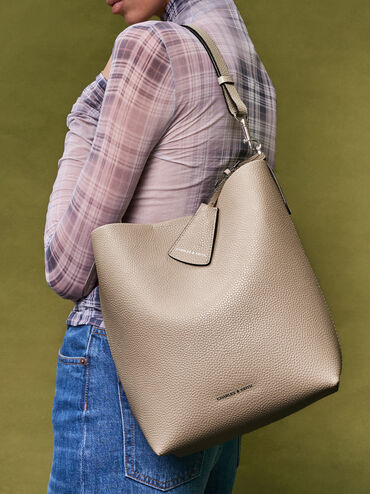 Beryl Bucket Bag, Taupe, hi-res