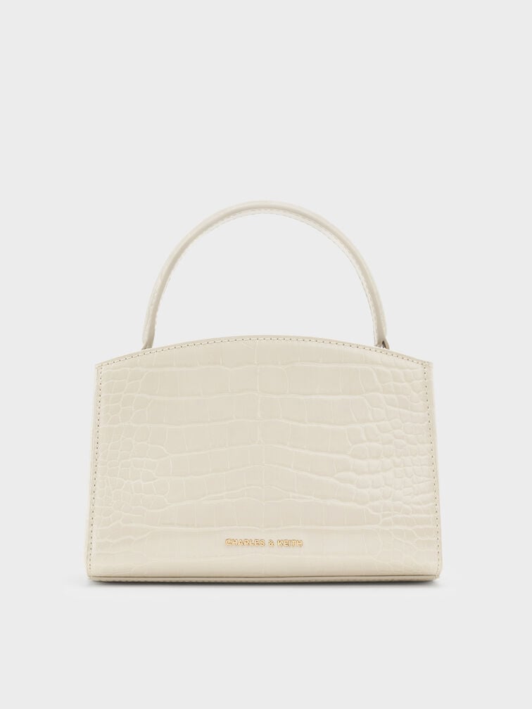 Aubrielle Croc-Effect Top Handle Bag, Ivory, hi-res