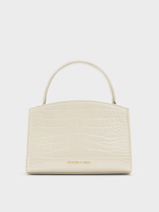 Aubrielle Croc-Effect Belted Top Handle Bag, Ivory, hi-res
