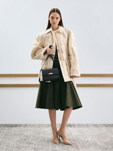 Chance Recycled Leather Turn-Lock Crossbody Bag, Black, hi-res