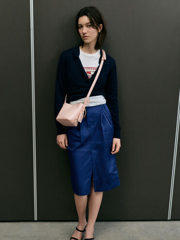 Duo Quilted Chain Bucket Bag, Soft Pink, hi-res