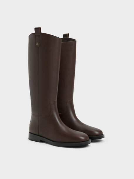 Kallie Leather Knee-High Boots, Dark Brown, hi-res