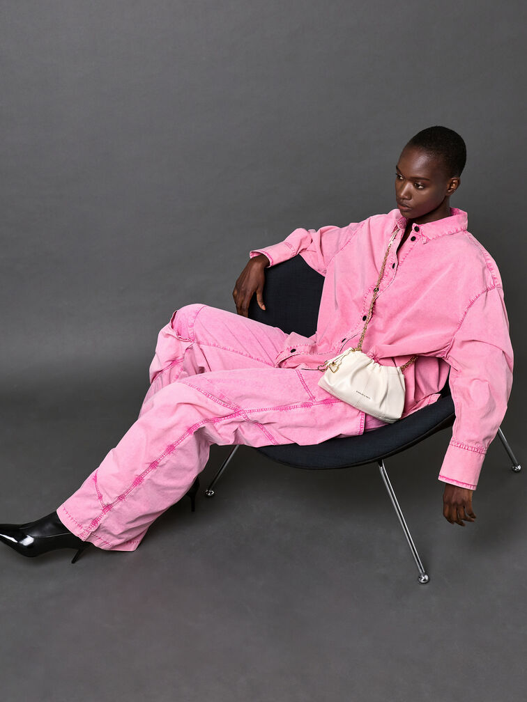 Ciara Ruched Crossbody Bag, Cream, hi-res