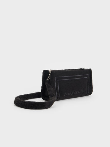 Loey Textured Shoulder Bag, Black, hi-res