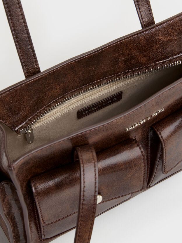 Zevon Multi-Pocket Tote Bag, Distressed Coffee, hi-res