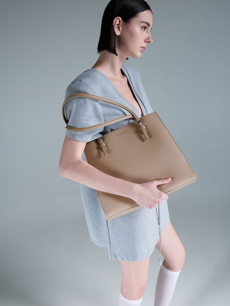 Sansa Tote Bag, Taupe, hi-res