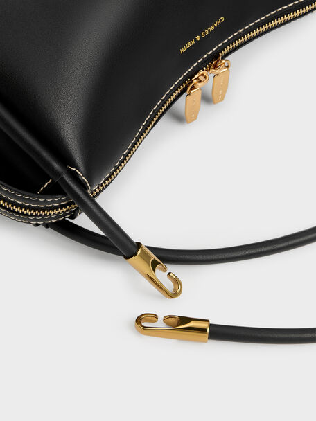 Lyla Tubular Slouchy Shoulder Bag, Black, hi-res