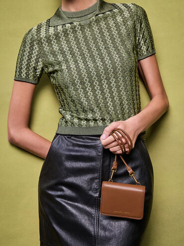 Lyla Knotted-Strap Wallet, Chocolate, hi-res