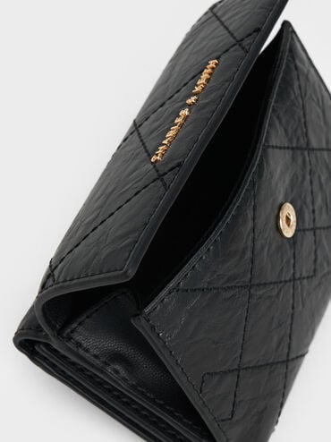 Duo Quilted Fold-Over Wallet, Black, hi-res