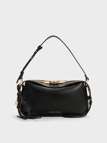 Mini Haylen Braided-Charm Shoulder Bag, Black, hi-res