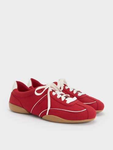 Louise Contrast-Trim Sneakers, Red, hi-res