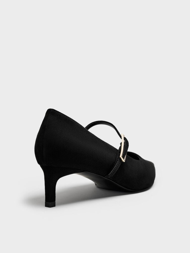 Luciana Faux Suede Mary Jane Pumps, Black Textured, hi-res