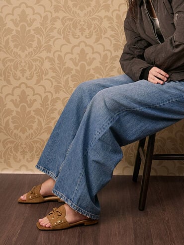 Kori Suede Lace-Up Slide Sandals, Cognac, hi-res