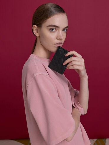 Ivette Woven Card Holder, Noir, hi-res