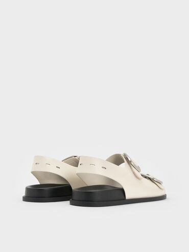Buckled Double-Strap Slingback Sandals, Chalk, hi-res