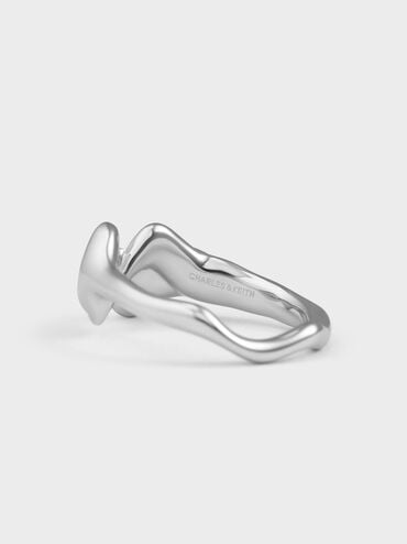 Emilia Wavy Ring, Silver, hi-res