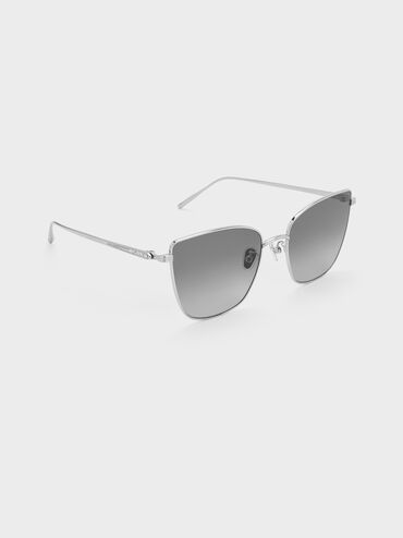 Livonia Crystal Square Sunglasses, Silver, hi-res