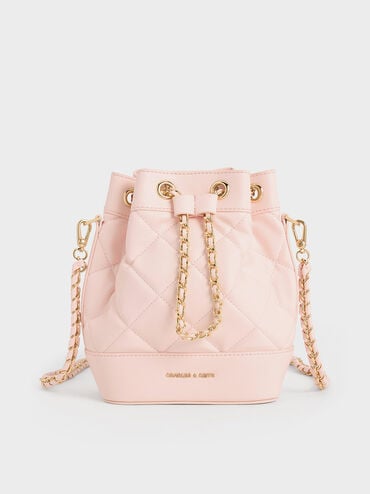 Julia Quilted Two-Way Bucket Bag, Light Pink, hi-res