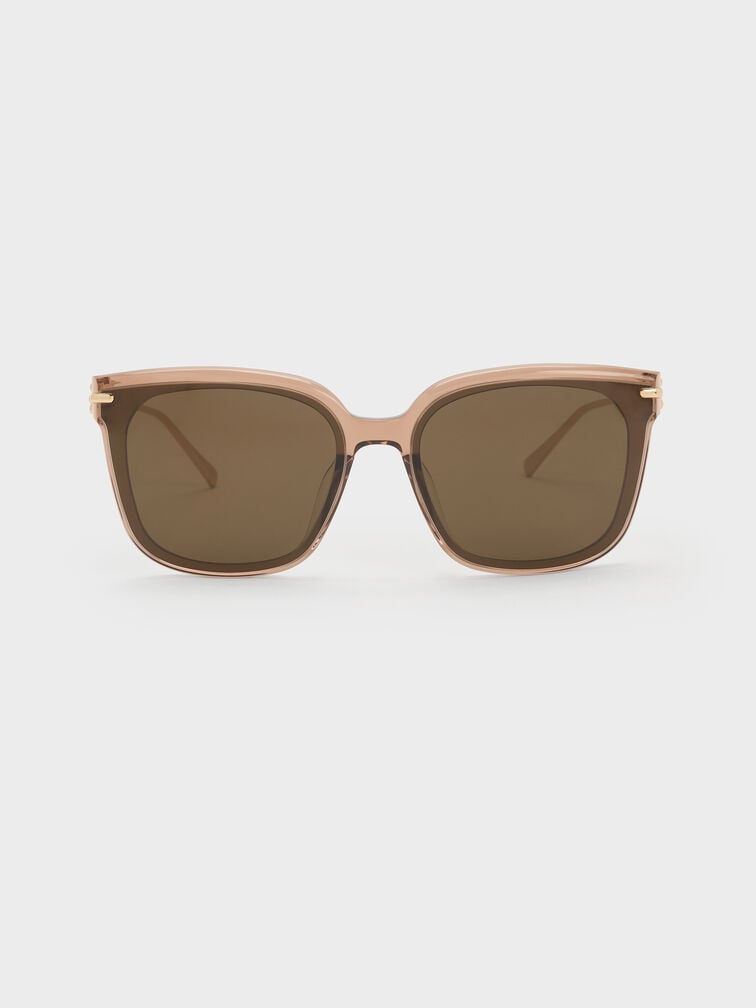 Kris Chain-Detail Sunglasses, Chestnut Brown, hi-res