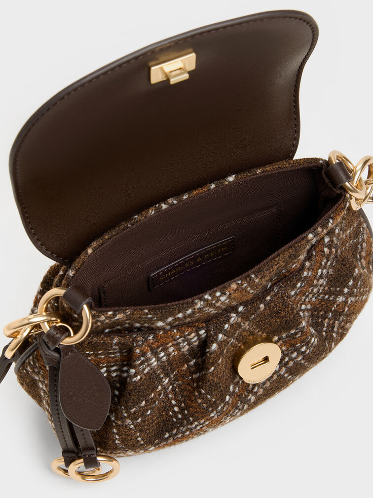 Britton Checkered Ruched Saddle Bag, Multi, hi-res