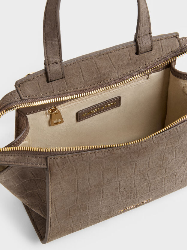 Pansy Trapeze Top Handle Bag, Stone Grey, hi-res